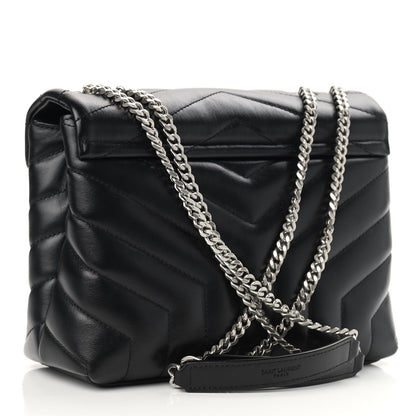 Saint Laurent Calfskin Y Quilted Monogram Small Loulou Chain Satchel Black 3 of 9