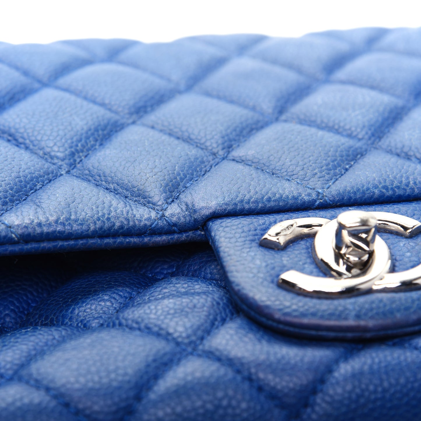 Caviar Quilted Jumbo Easy Flap Blue