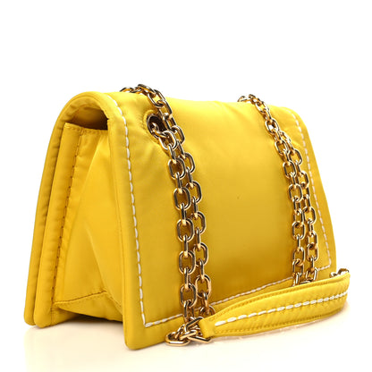 Prada Tessuto Nylon Chain Flap Shoulder Bag Giallo 3 of 11