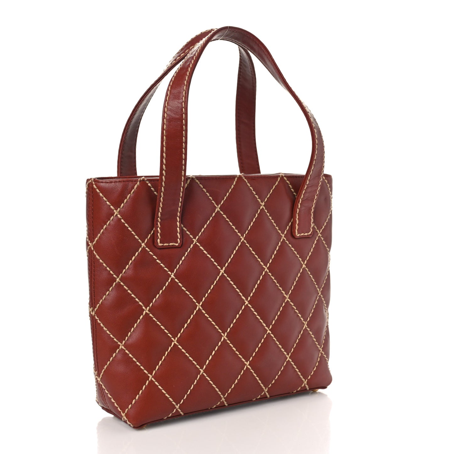 Calfskin Stitch Small Surpique Tote Brown