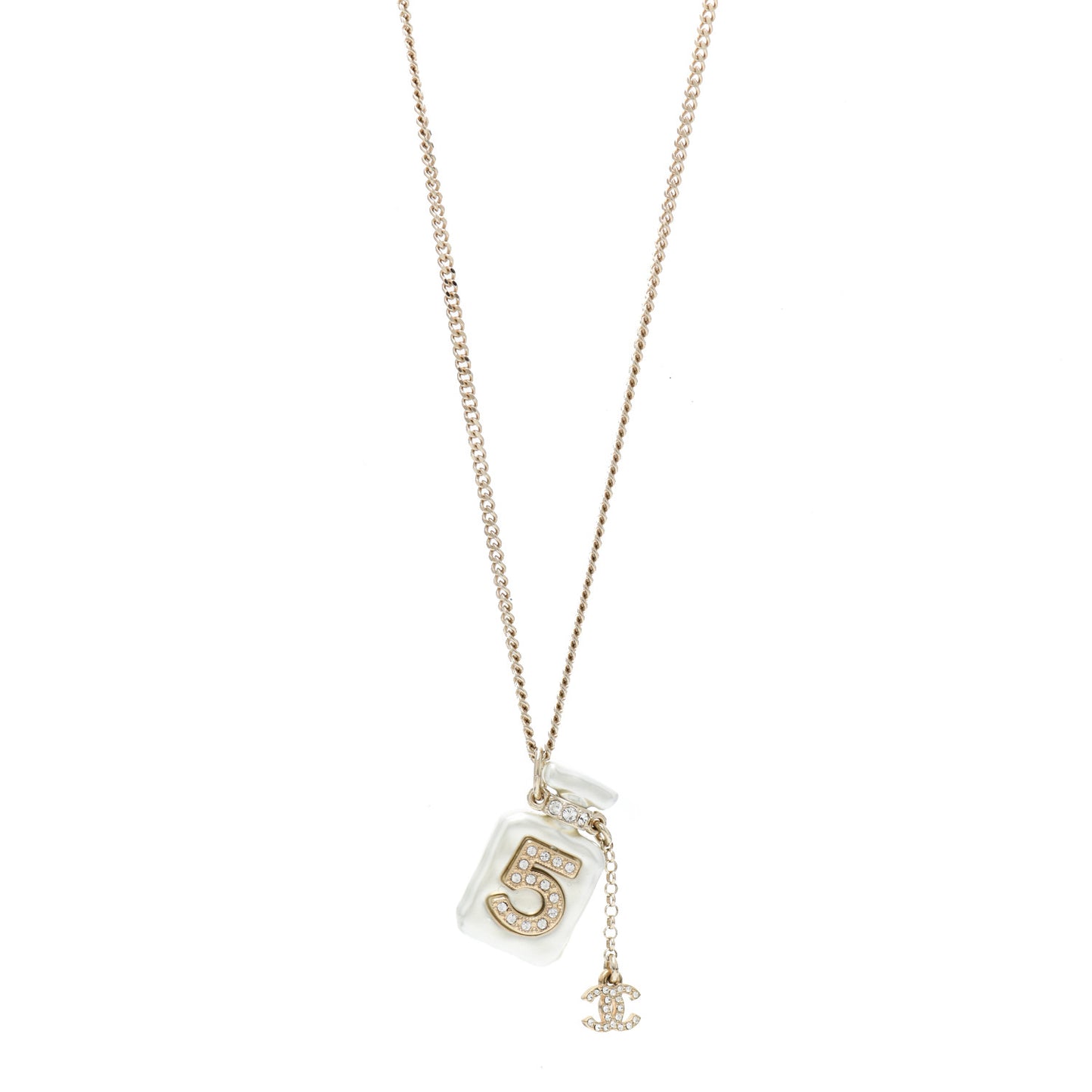 Resin Crystal CC No 5 Perfume Bottle Necklace