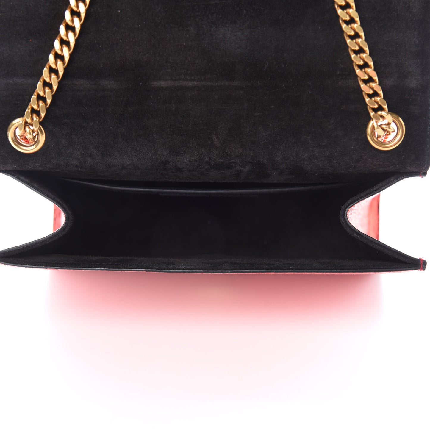 Metallic Calfskin Small Classic Monogram Kate Satchel Red