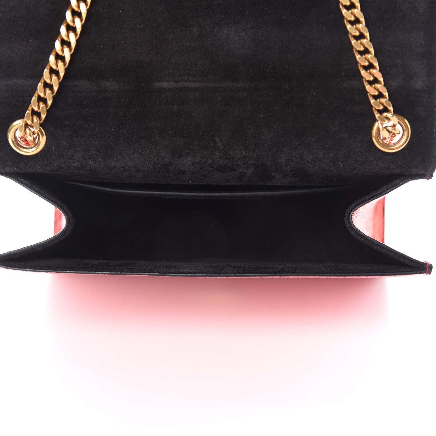 Saint Laurent Metallic Calfskin Small Classic Monogram Kate Satchel Red 5 of 9