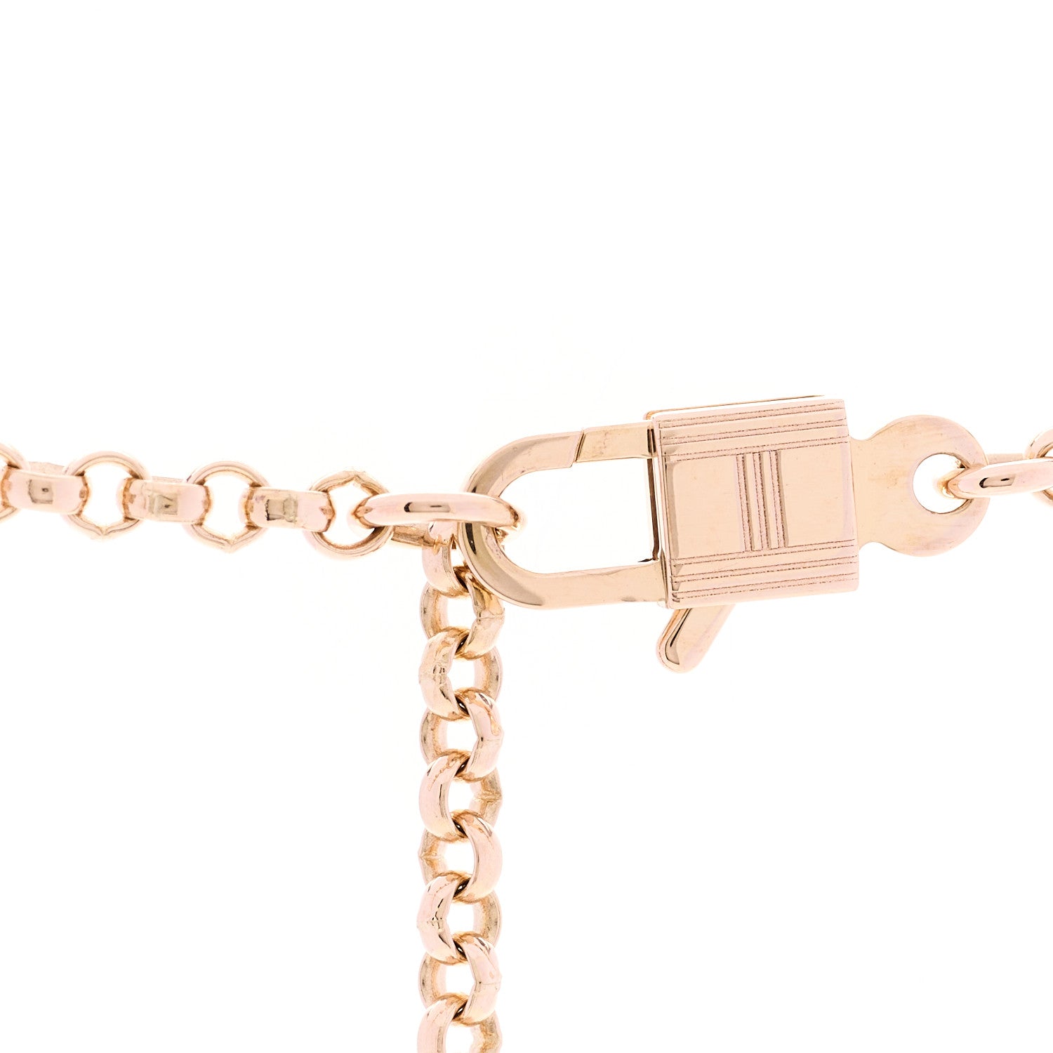 Hermes 18K Rose Gold Diamond PM Kelly Clochette Necklace 5 of 6