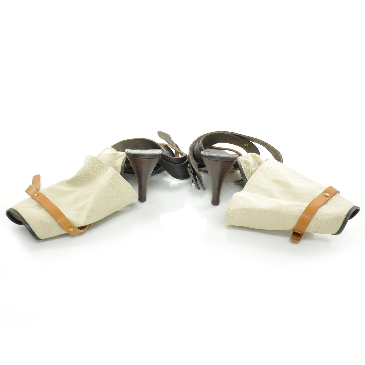 Chloe Canvas and Leather Cutout Sandals 37 4 of 7