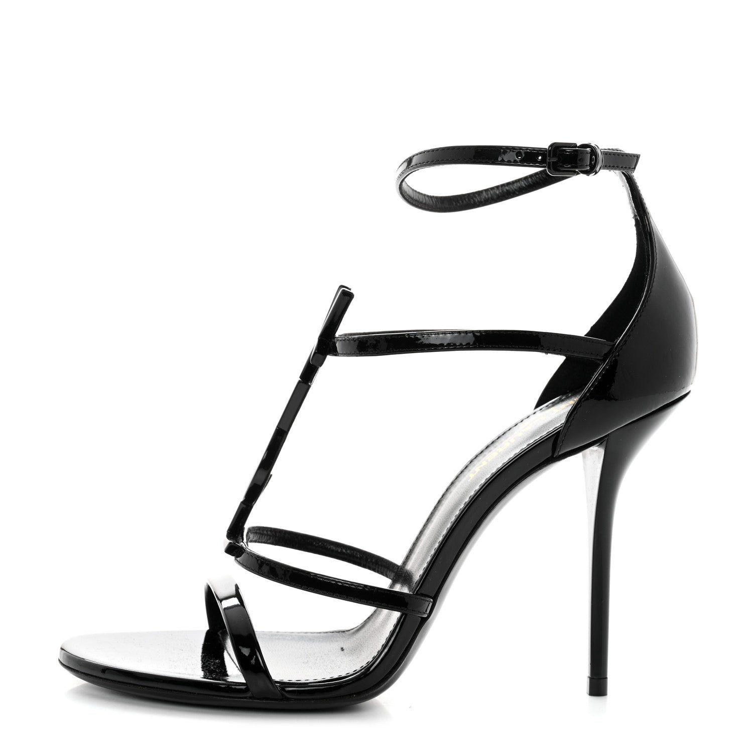 Saint Laurent Patent Cassandra 100 Sandals 38 Black 1 of 8
