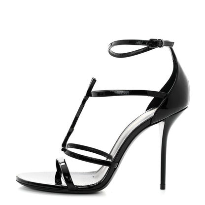 Saint Laurent Patent Cassandra 100 Sandals 38 Black 1 of 8
