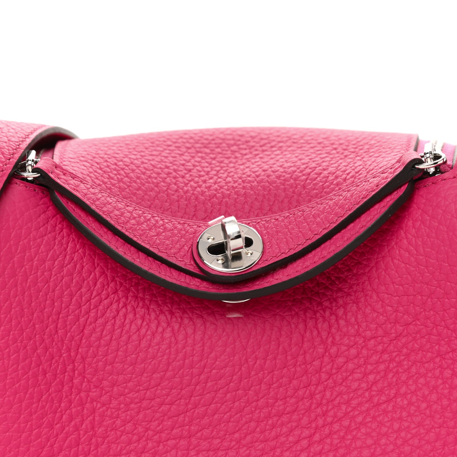 Hermes Taurillon Clemence Mini Lindy 20 Rose Shocking 8 of 11
