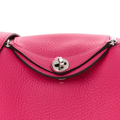 Hermes Taurillon Clemence Mini Lindy 20 Rose Shocking 8 of 11