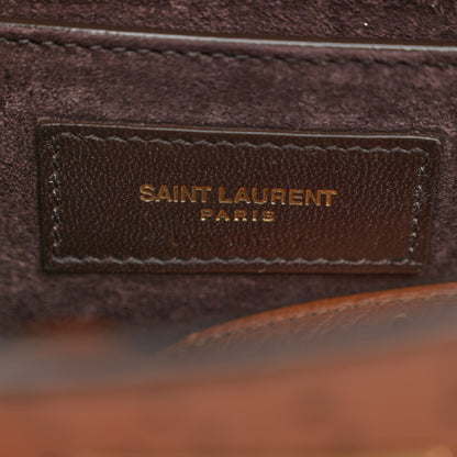 Saint Laurent Ostrich Small Manhattan Shoulder Bag Cognac 8 of 12