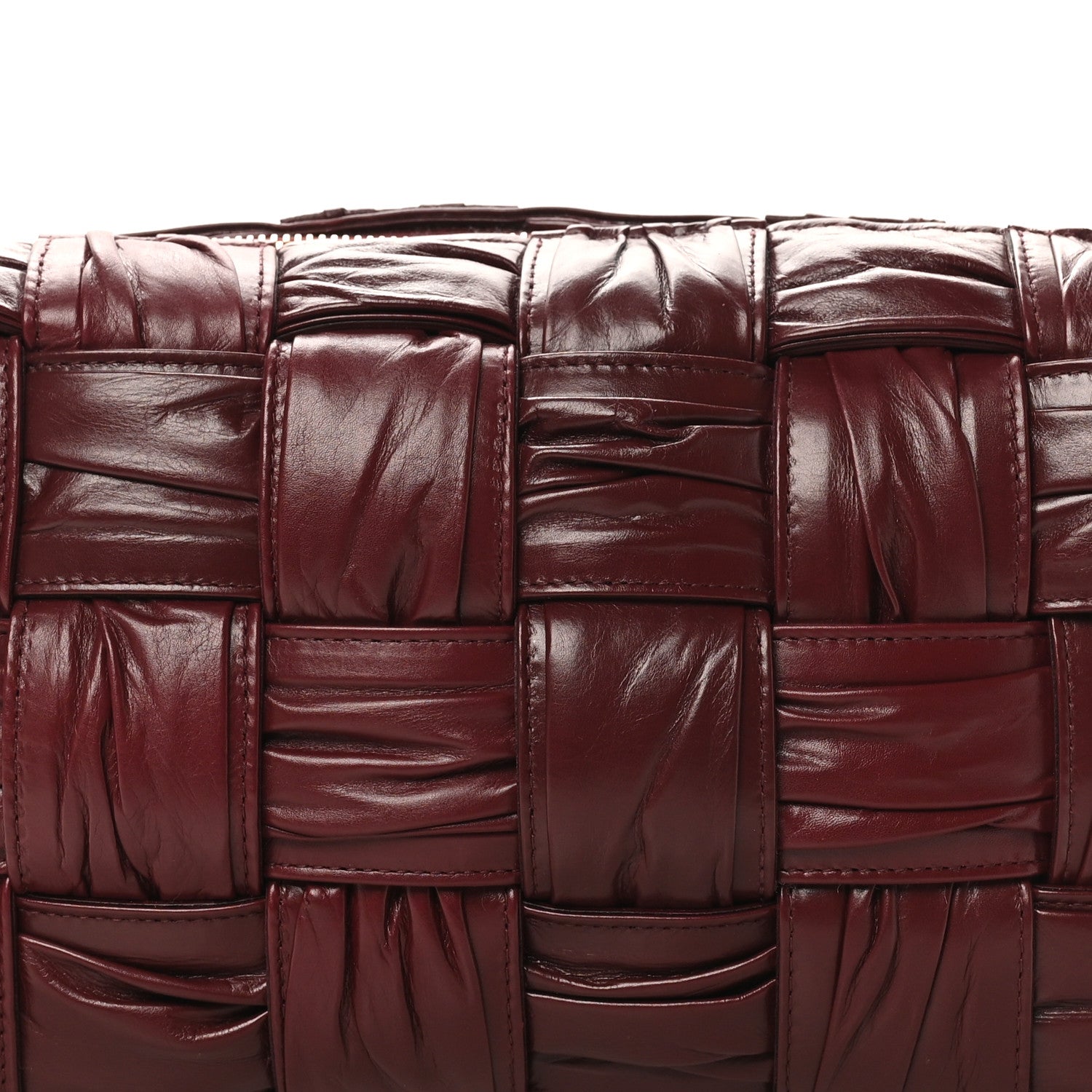 Bottega Veneta Paper Calfskin Intreccio Plisse Cassette Camera Bag Barolo 7 of 9