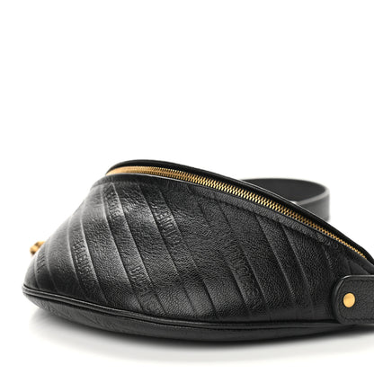 Balenciaga Shiny Goatskin Allover Logo Embossed XXS Souvenir Belt Bag Black 8 of 8