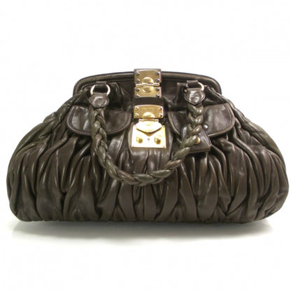 Miu Miu Leather Matelasse Coffer Frame Tote Brown 1 of 10