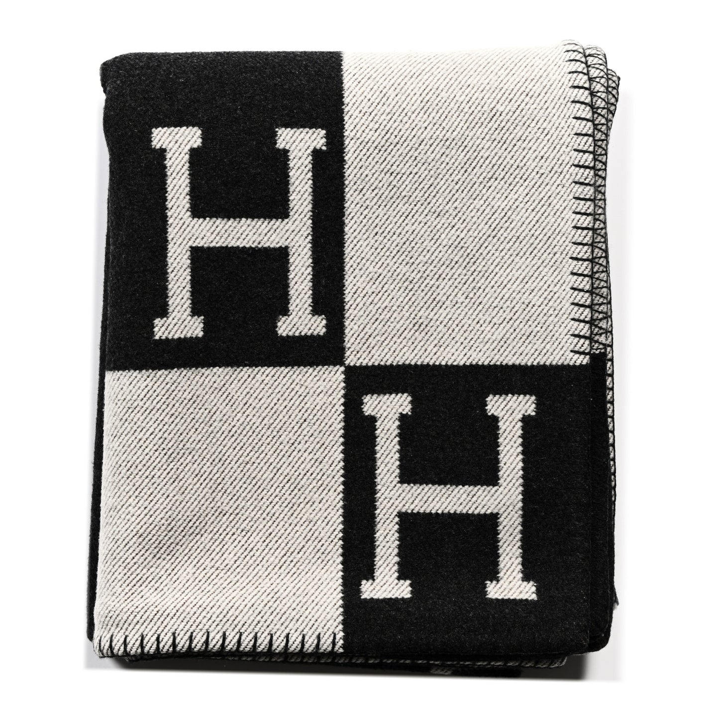 Wool Cashmere Avalon III Blanket Ecru Gris Fonce