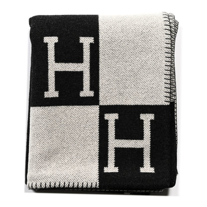 Hermes Wool Cashmere Avalon III Blanket Ecru Gris Fonce 1 of 3