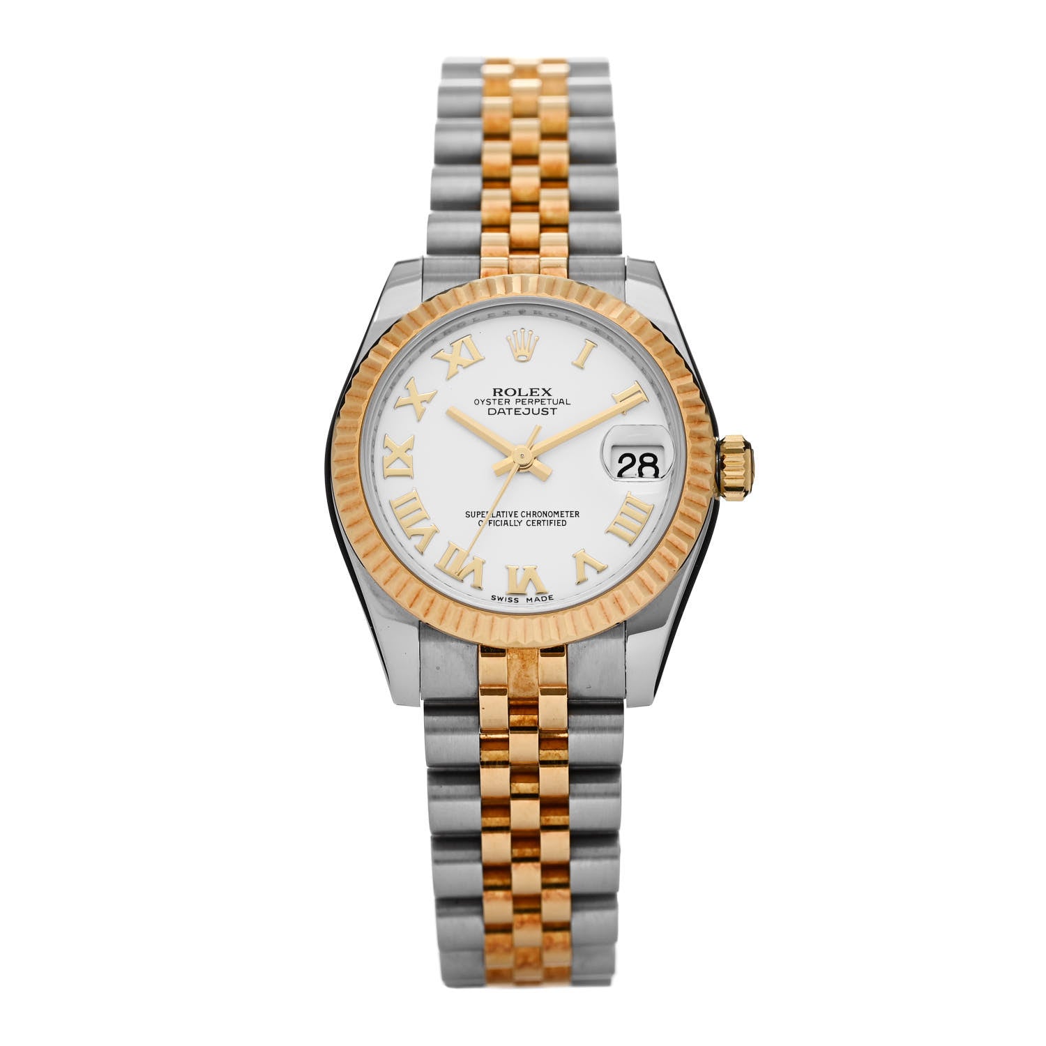 Rolex Stainless Steel 18K Yellow Gold 31mm Oyster Perpetual Datejust Watch White Roman 178273 1 of 5