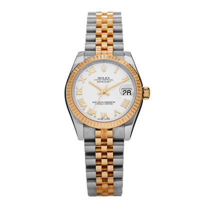 Rolex Stainless Steel 18K Yellow Gold 31mm Oyster Perpetual Datejust Watch White Roman 178273 1 of 5