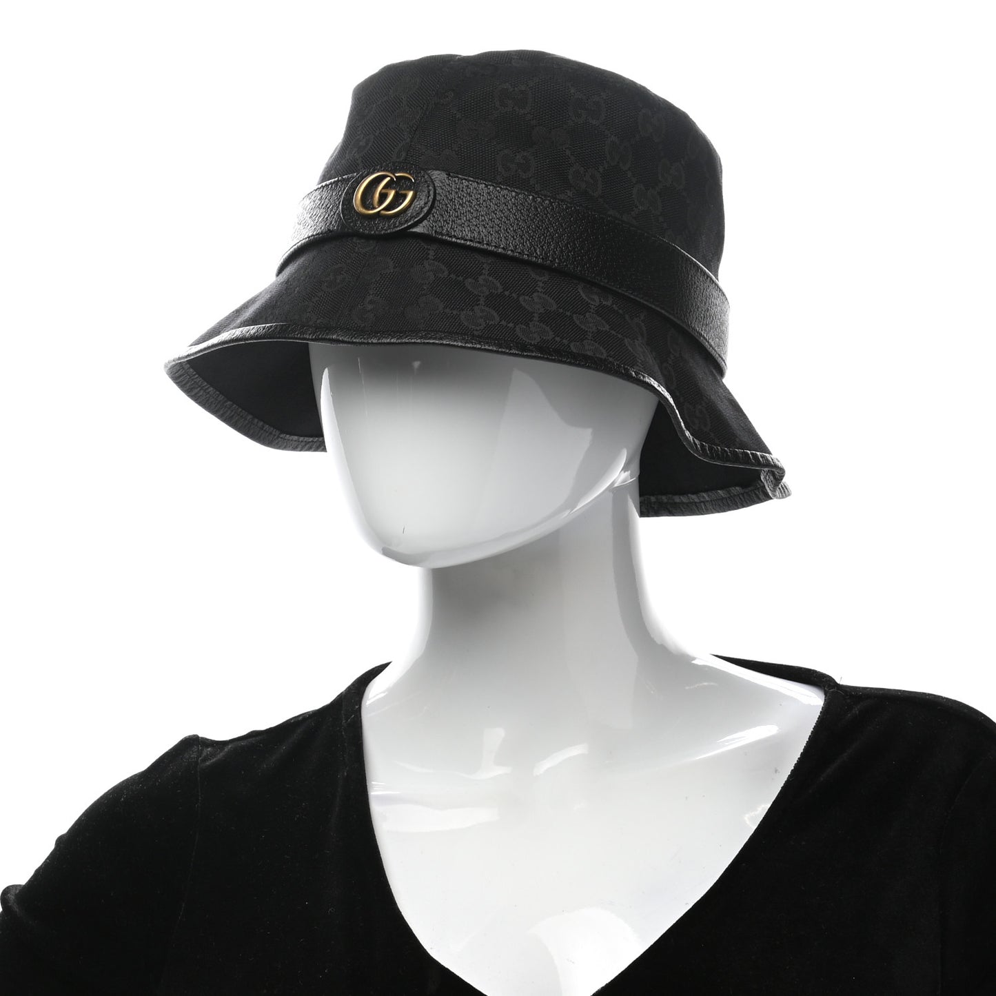 Monogram Textured Dollar Calfskin GG Jago Bucket Hat M Black