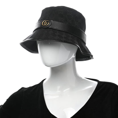 Gucci Monogram Textured Dollar Calfskin GG Jago Bucket Hat M Black 2 of 11