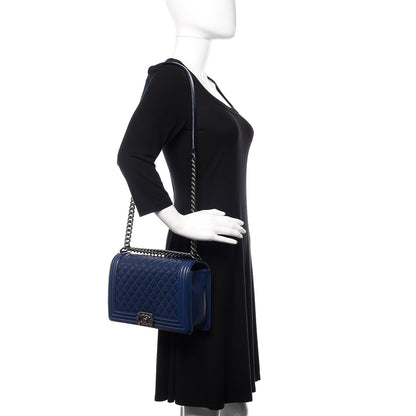 Chanel Lambskin Quilted New Medium Boy Flap Dark Blue 3 of 12