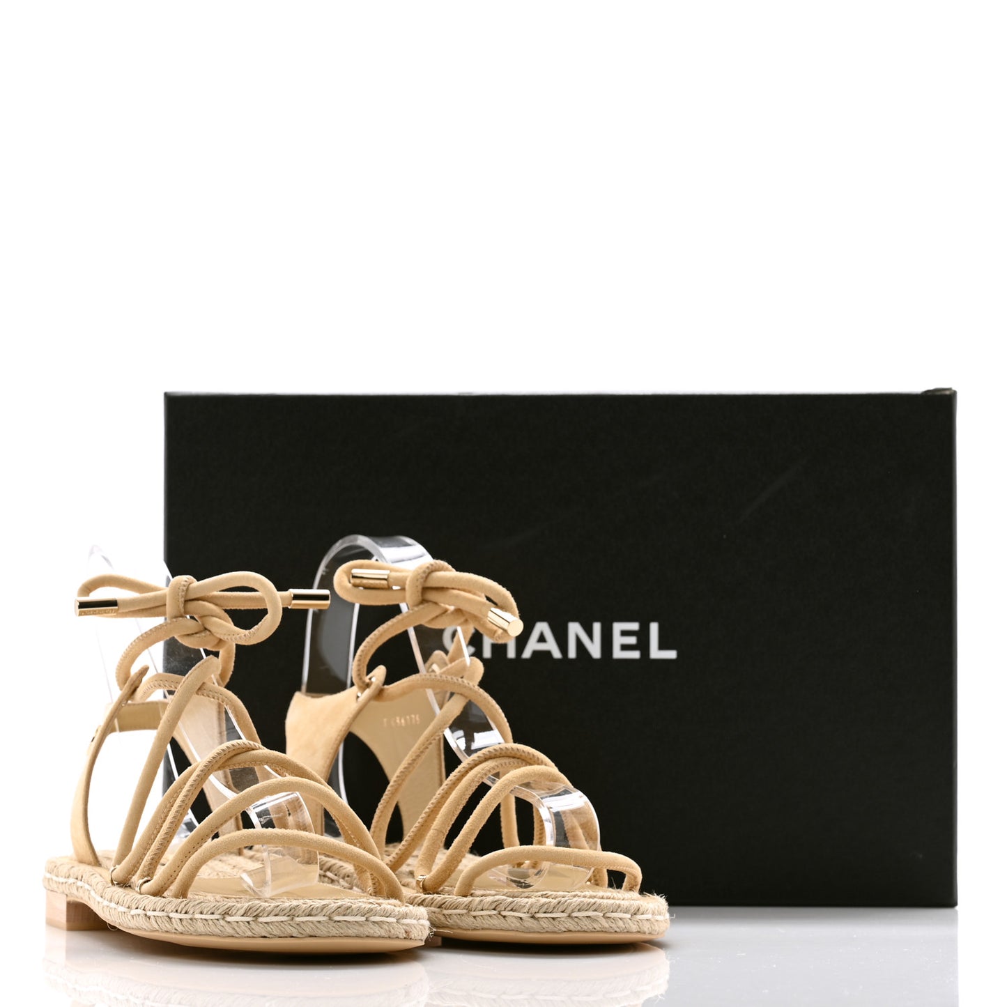 Suede Espadrille Sandals 36 Beige