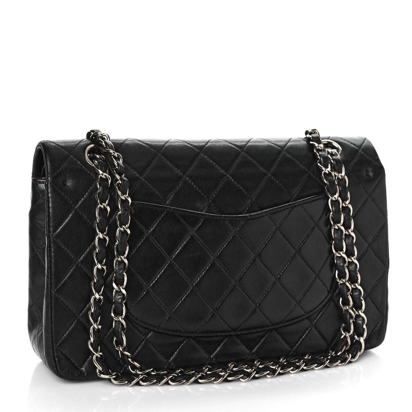 Lambskin Quilted Medium Double Flap Black