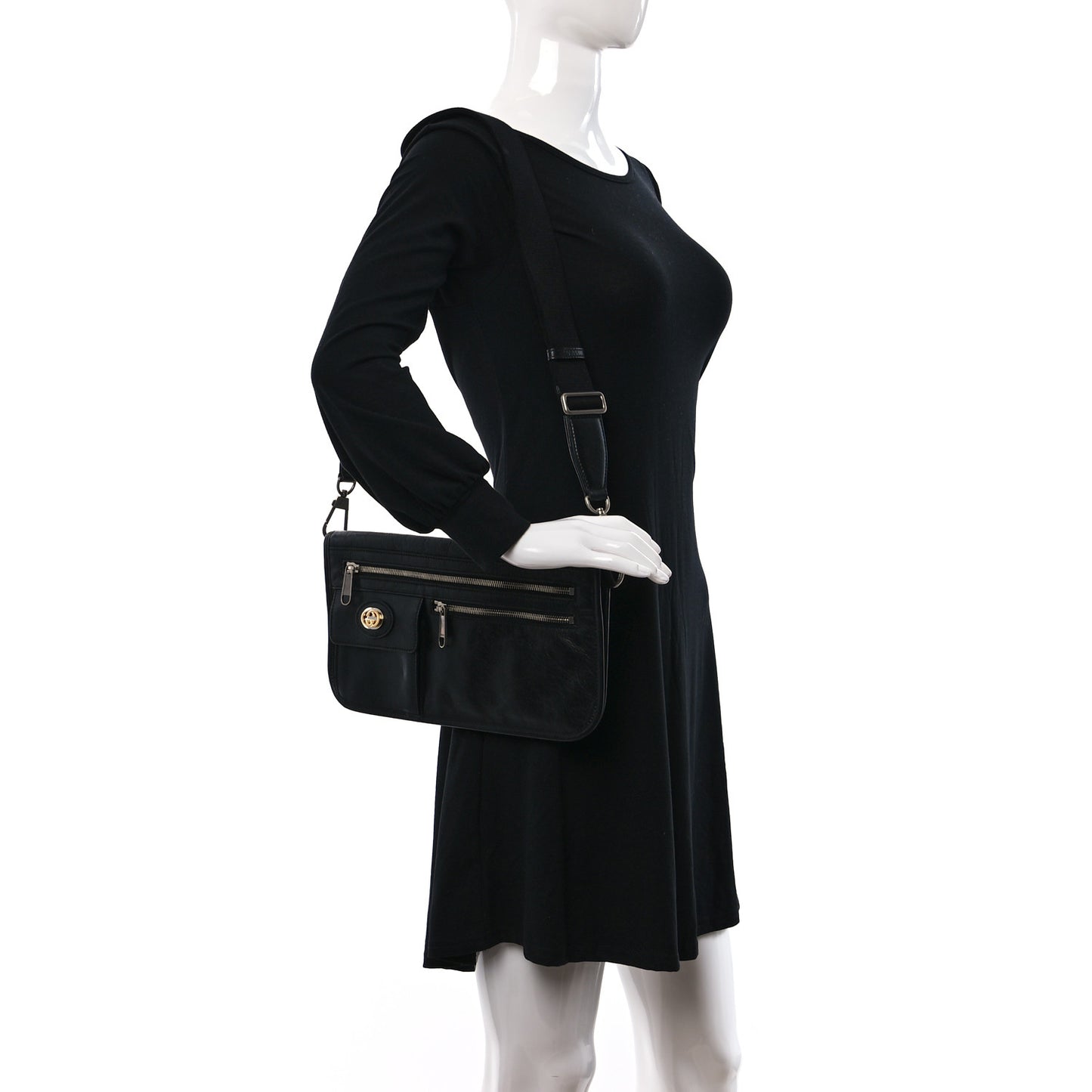 Fluffy Calfskin Morpheus Messenger Bag Black
