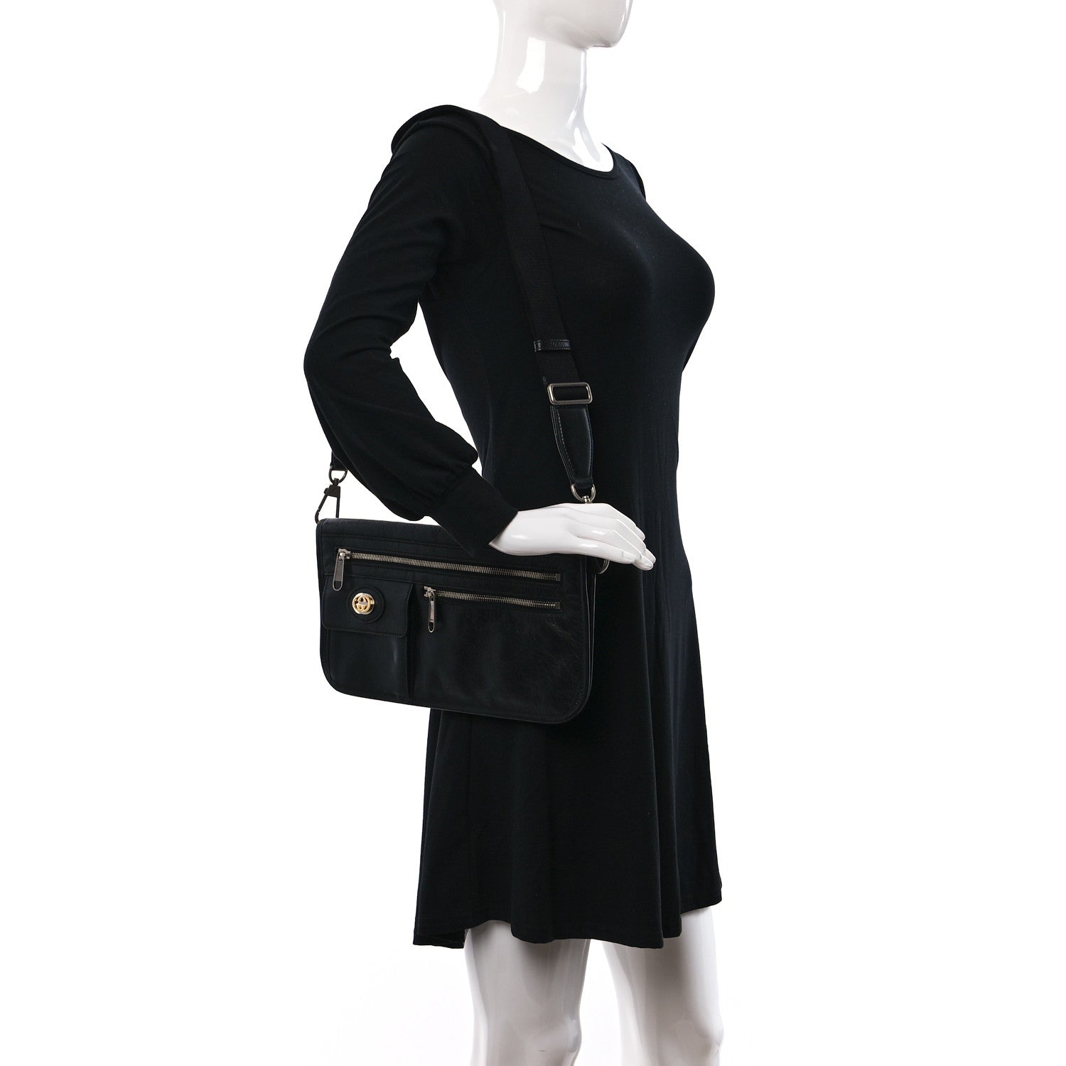 Gucci Fluffy Calfskin Morpheus Messenger Bag Black 2 of 10