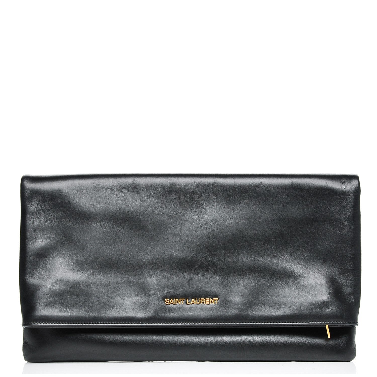 Saint Laurent Smooth Calfskin Letters Fold-Over Clutch Black 1 of 6