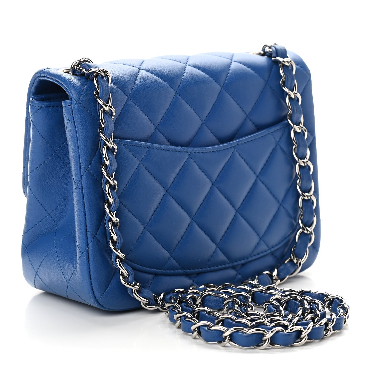 Lambskin Quilted Mini Square Flap Blue
