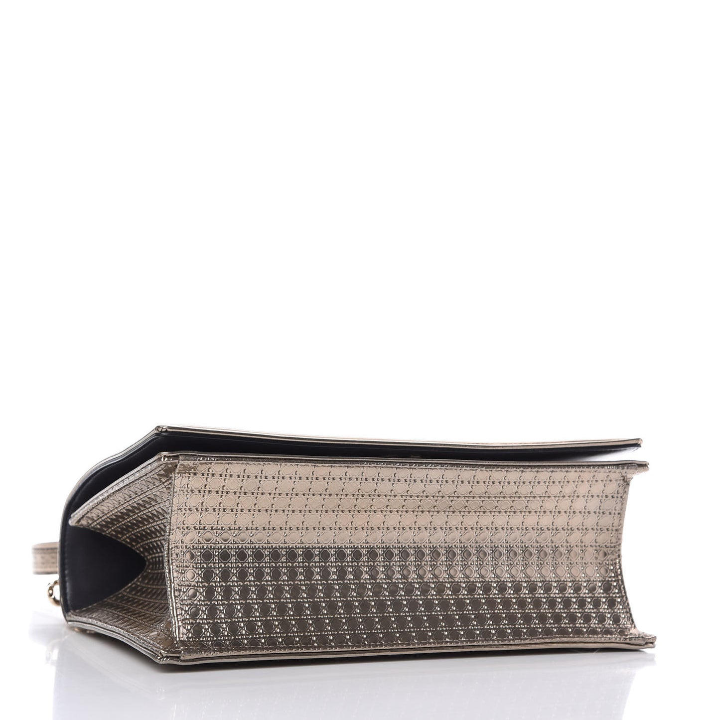 Metallic Patent Micro-Cannage Medium Diorama Flap Bag Gold