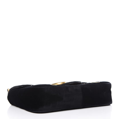 Gucci Velvet Matelasse Loved Embroidered Medium GG Marmont Shoulder Bag Black 4 of 15