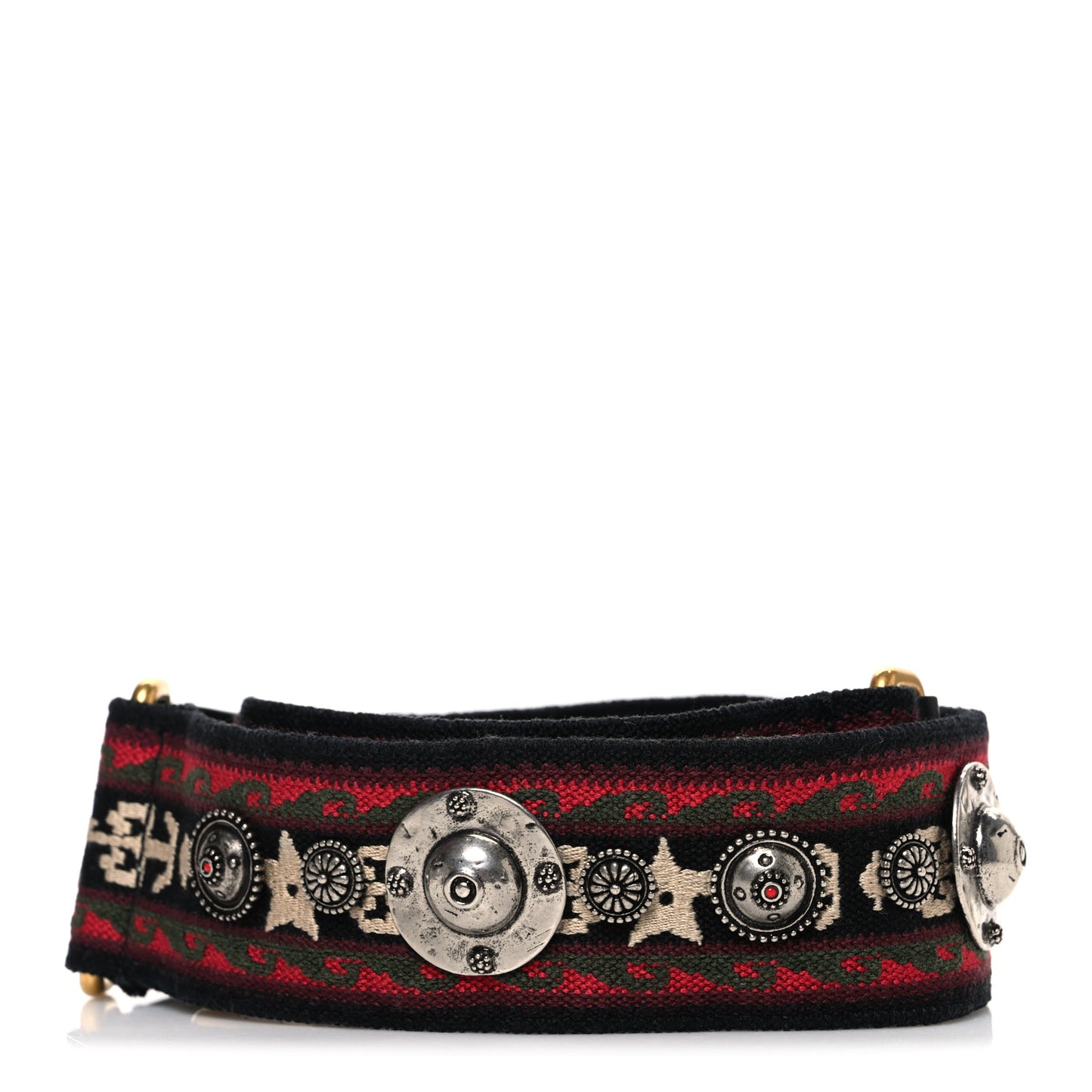 Canvas Embroidered Studded Bohemian Shoulder Strap Red