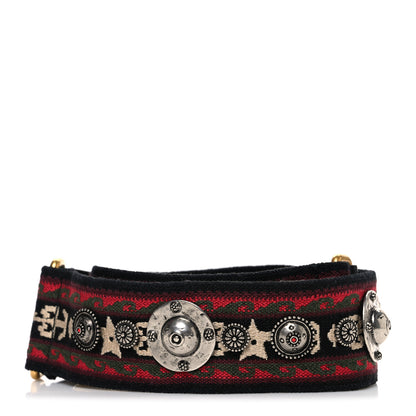 Christian Dior Canvas Embroidered Studded Bohemian Shoulder Strap Red 2 of 4