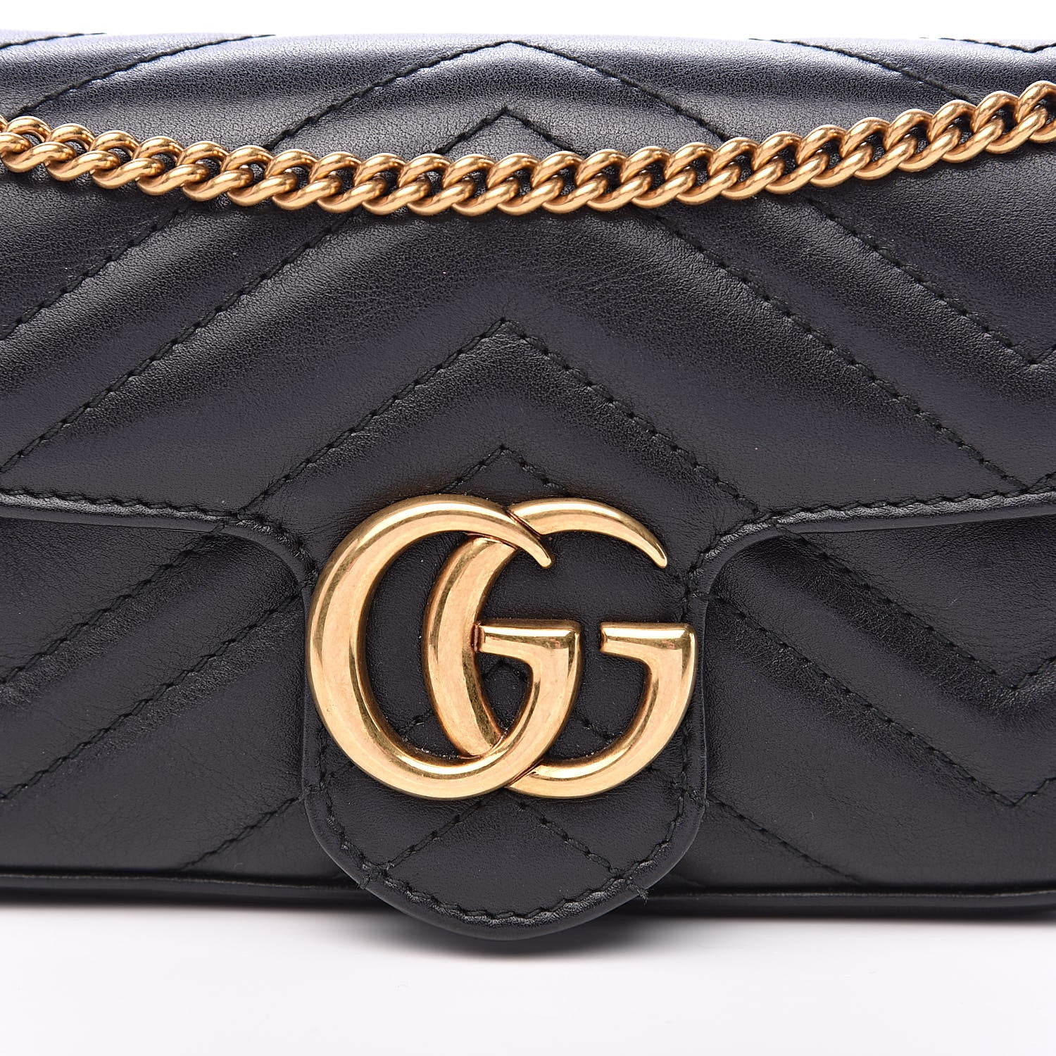 Gucci Calfskin Matelasse Super Mini GG Marmont Shoulder Bag Black 8 of 14