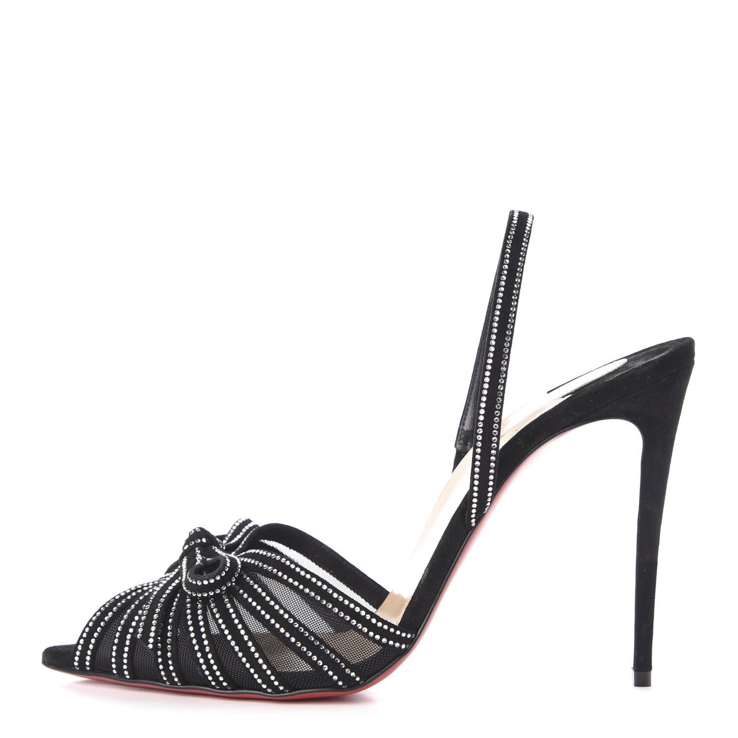 Suede Mesh Embellished Araborda 100 Slingback Sandals 39.5 Black