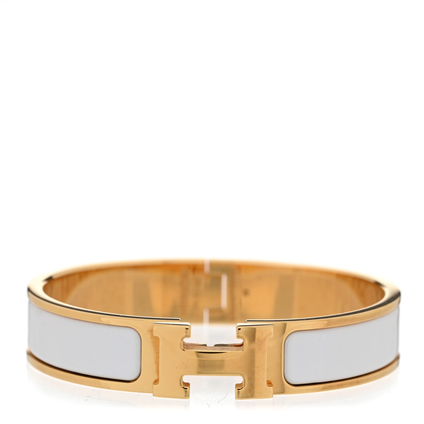 Enamel Narrow Clic Clac H Bracelet PM White