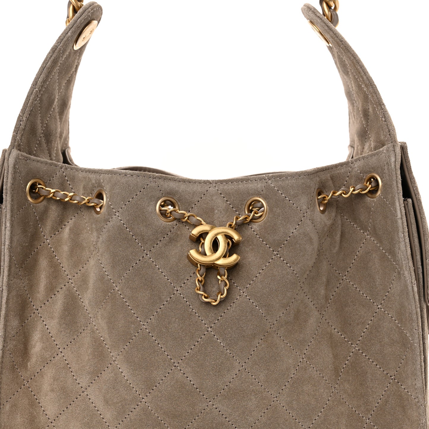 Suede Quilted Small Chanel 25 Handbag Dark Grey