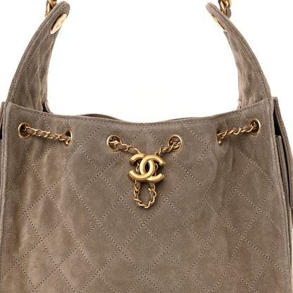 Chanel Suede Quilted Small Chanel 25 Handbag Dark Grey 8 of 11