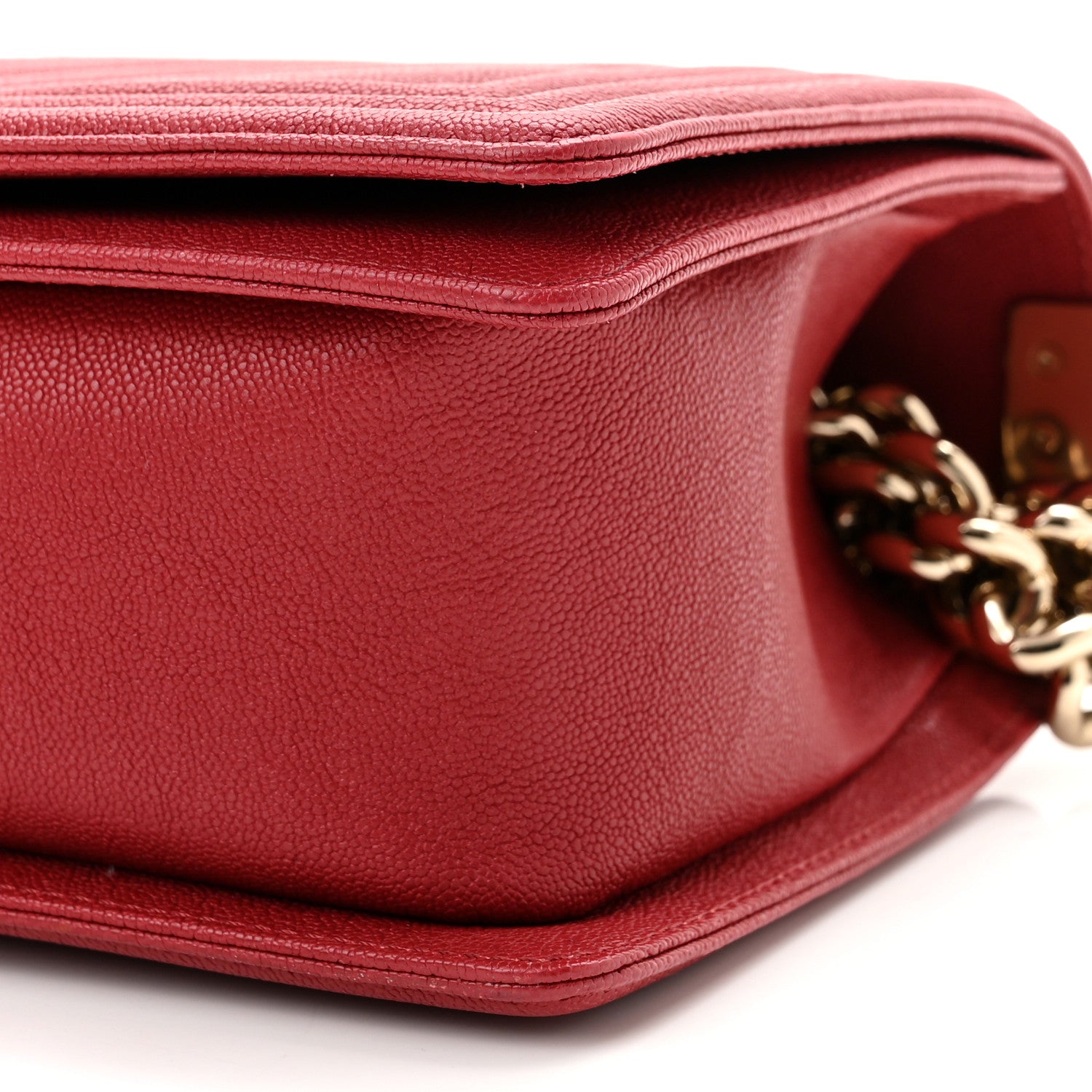 Chanel Caviar Chevron Quilted Medium Boy Flap Red 10 of 10