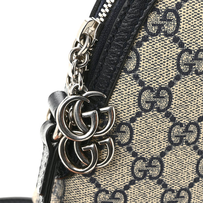 Gucci GG Supreme Monogram Textured Dollar Calfskin Web Small Ophidia Dome Shoulder Bag Beige Blue 13 of 14