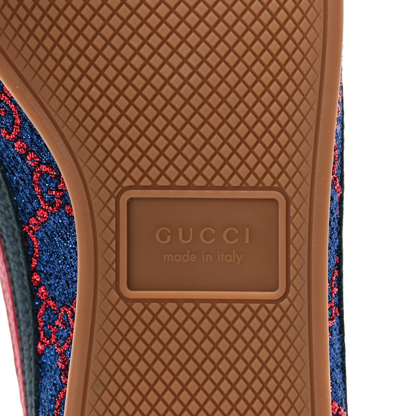 Lurex Calfskin Web GG Monogram Womens Falacer Sneakers 36.5 Iridescent Blue Iridescent Red Silver
