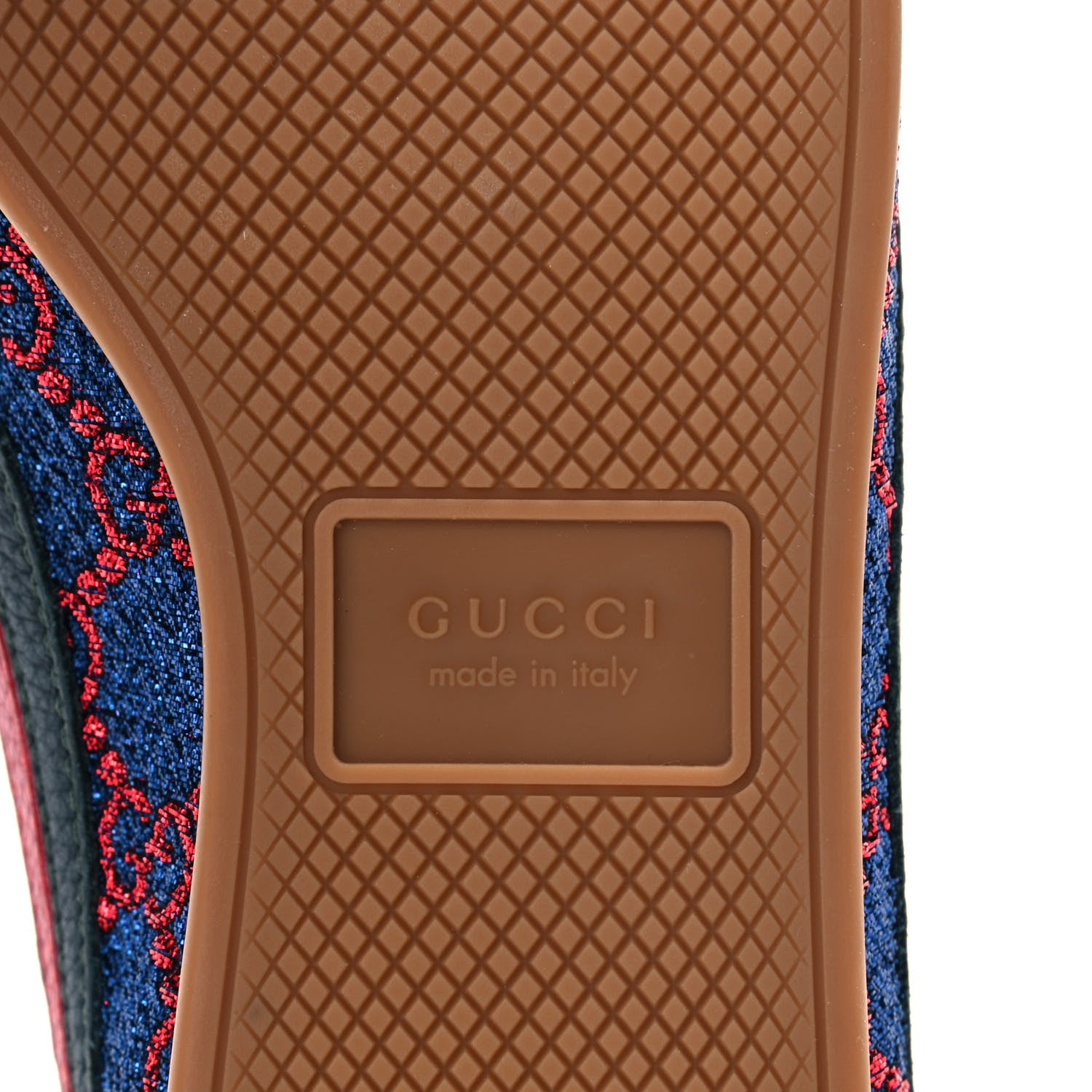 Gucci Lurex Calfskin Web GG Monogram Womens Falacer Sneakers 36.5 Iridescent Blue Iridescent Red Silver 7 of 11