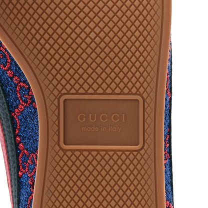 Gucci Lurex Calfskin Web GG Monogram Womens Falacer Sneakers 36.5 Iridescent Blue Iridescent Red Silver 7 of 11