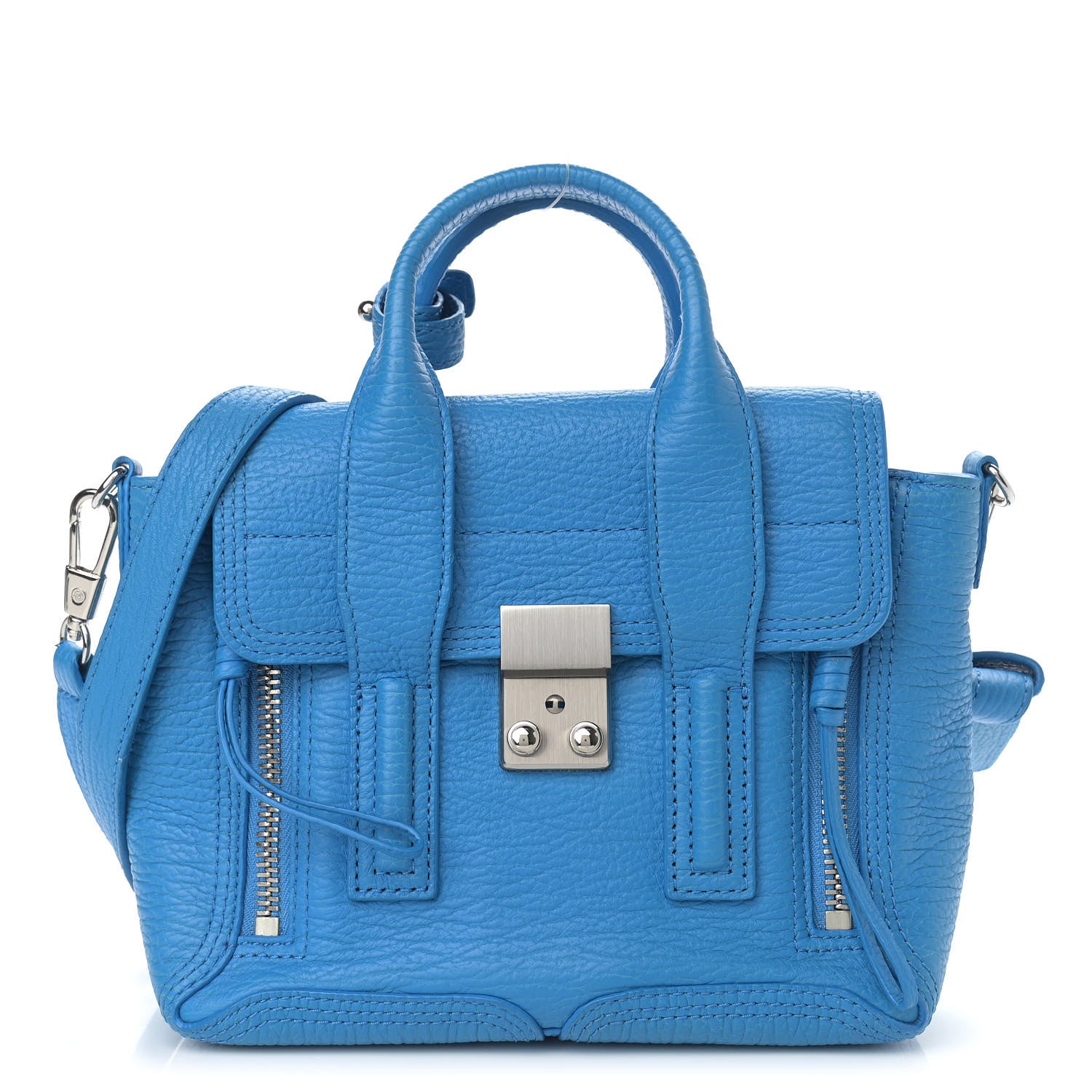 3.1 Phillip Lim Textured Calfskin Mini Pashli Satchel Blue 1 of 9