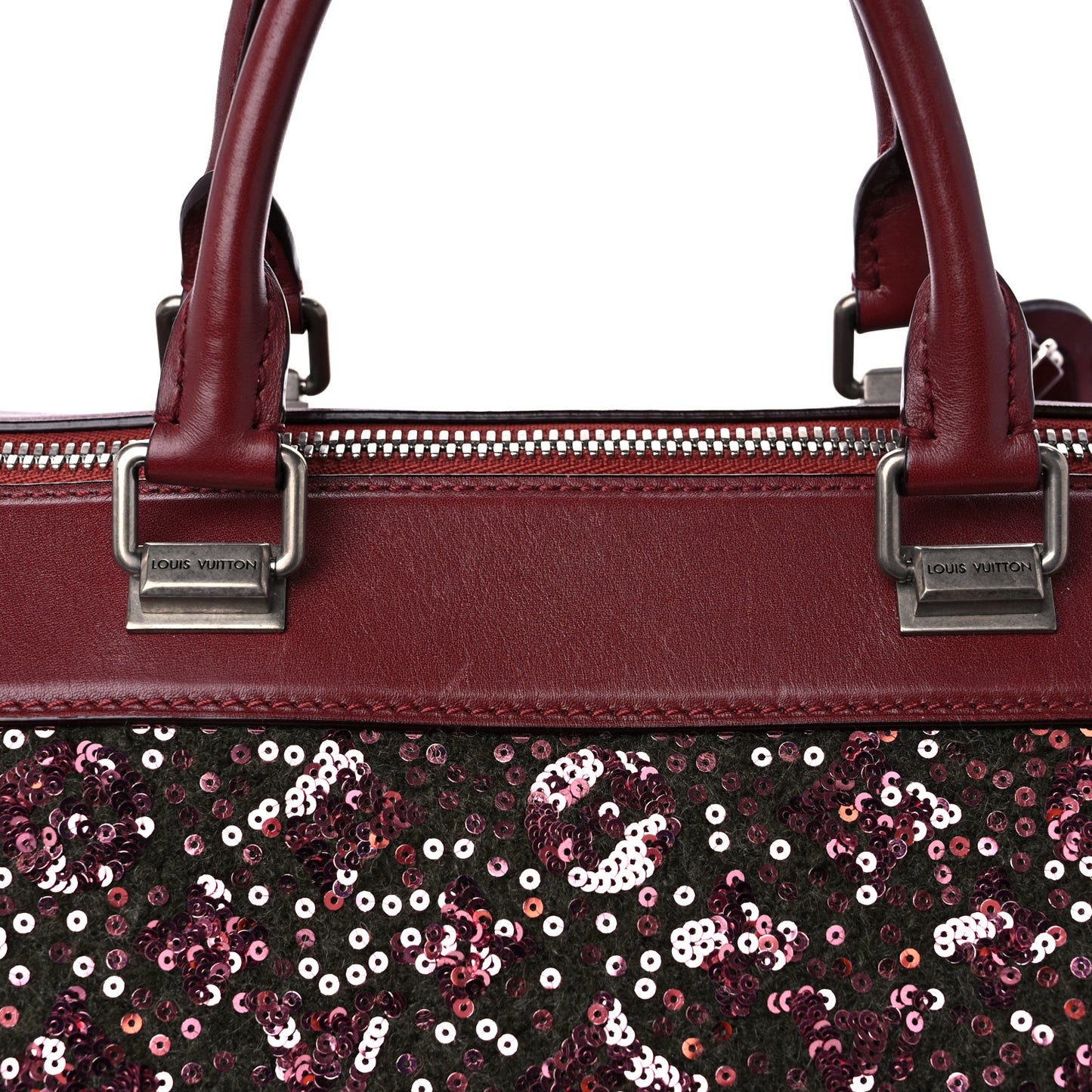 Sequin Monogram Sunshine Express Speedy Burgundy