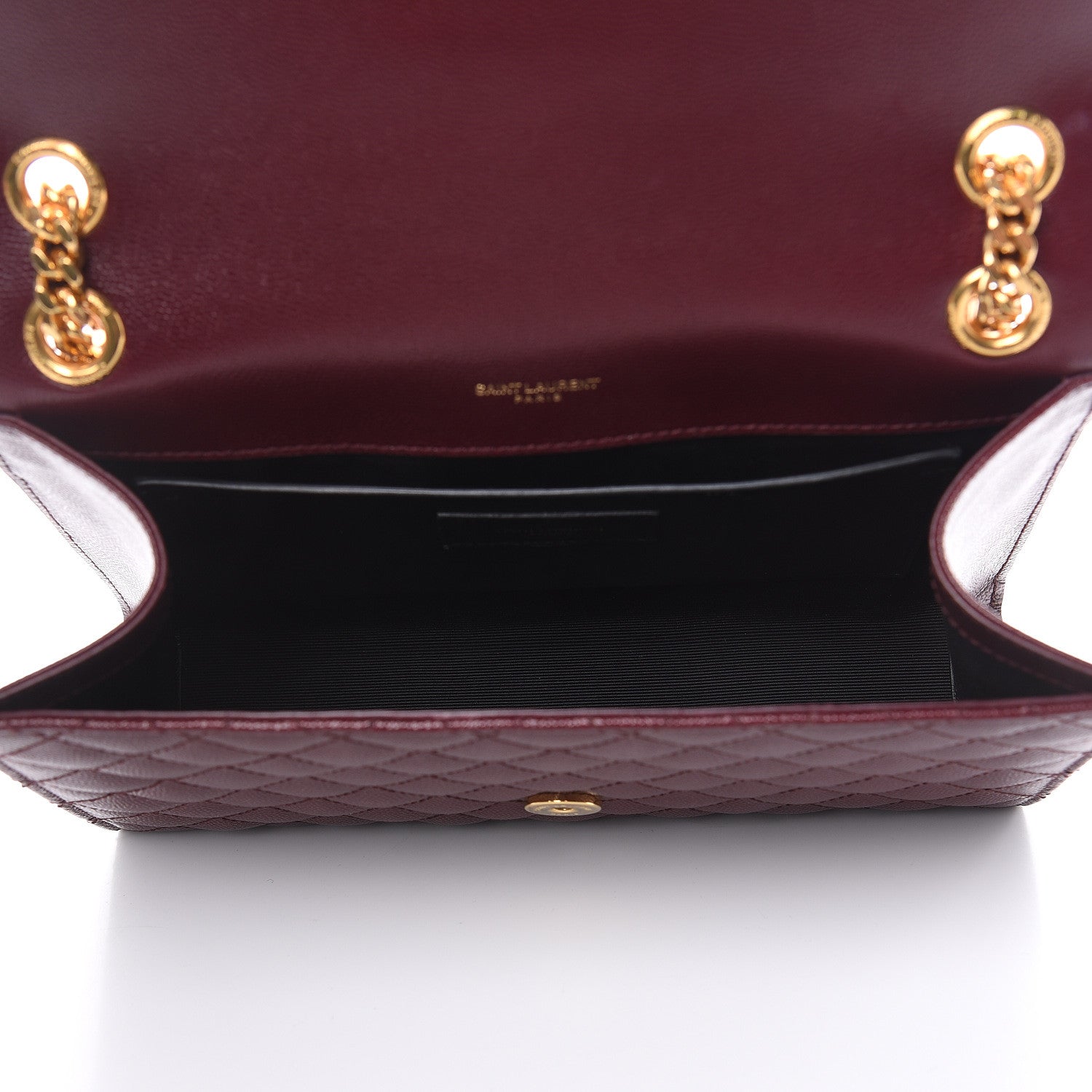 Saint Laurent Grain De Poudre Textured Mixed Matelasse Medium Triquilt Monogram Satchel Rouge Legion 5 of 12