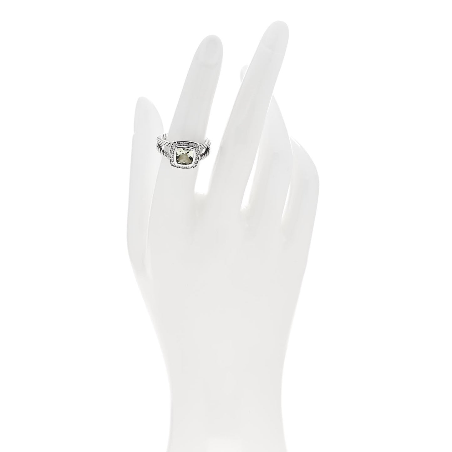 Sterling Silver Diamond Prasiolite 7mm Petite Albion Ring 52 6