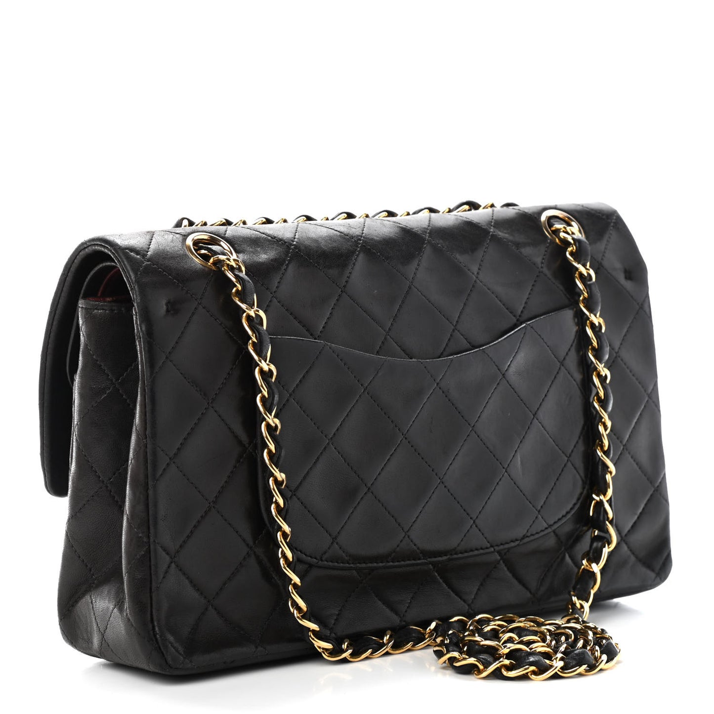 Lambskin Quilted Medium Double Flap Black