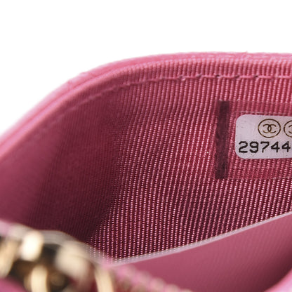 Chanel Caviar Quilted CC Zip Card Holder Pink 6 of 6
